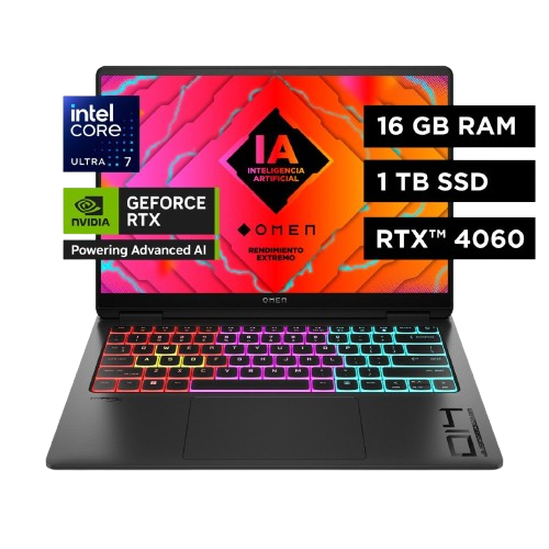 Laptop HP Gaming OMEN Transcend 14-fb0001la, Intel Core Ultra 7, 16 GB RAM, GPU NVIDIA® GeForce RTX™ 4060, 1 TB SSD, 14
