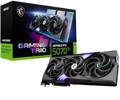 MSI NVIDIA GeForce RTX 5070 Ti 16G Gaming Trio OC Carte Graphique Gaming GDDR7 256 Bits, Frequence Boost jusqu'Ã  2580 MHz, PCIe Gen 5, DLSS 4, DP 2.1 x 3, HDMI 2.1 x 1