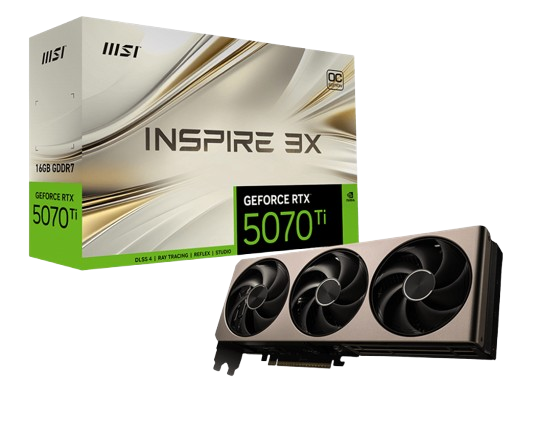 MSI GeForce RTX 5070 Ti Inspire 3X OC 16GB GDDR7 PCI-Express Graphics Card