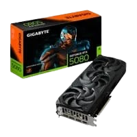 Placa de Vídeo Gigabyte RTX 5080 WINDFORCE NVIDIA 16GB GDDR7 BIOS DUAL IA com FP4 DLSS 4 - GV-N5080WF3-16GD G10