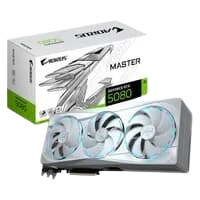Placa de Vídeo RTX 5080 AORUS MASTER ICE 16G Gigabyte NVIDIA GeForce 16GB GDDR7 256bits RGB DLSS Ray Tracing - GV-N5080AORUSM ICE-16GD