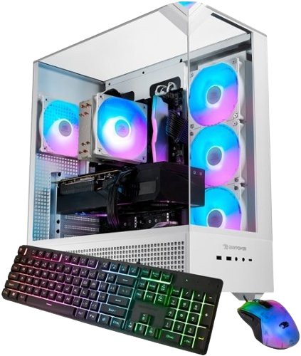iBUYPOWER - Element 9 White Gaming Desktop PC - AMD Ryzen 7 8700F, NVIDIA GeForce RTX 5060 8GB, 16GB DDR5 RGB,1TB NVMe - White
