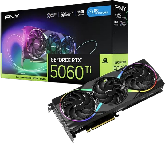 Carte Graphique PNY GeForce RTX 5060 Ti Epic-X Triple Fan OC 16Go