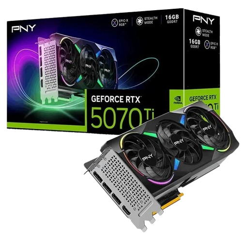 PNY GeForce RTX 5070 Ti ARGB EPIC-X RGB™ Triple Fan 16GB OC DLSS 4