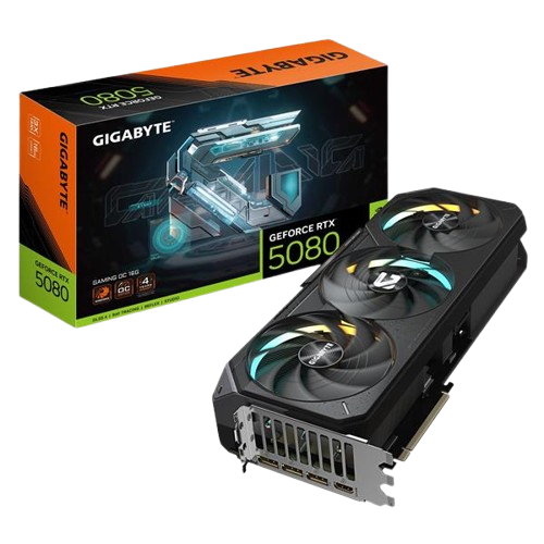 GIGABYTE GeForce RTX 5080 GAMING OC AI Gaming Graphics Card, WINDFORCE cooling system, 16GB 256-bit GDDR7, GV-N5080GAMING OC-16GD