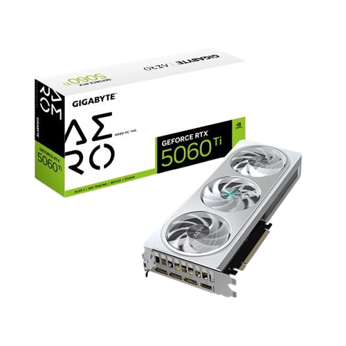 GIGABYTE GeForce RTX 5060 Ti AERO OC 16G Graphics Card, 16GB 128-bit GDDR7, PCIe 5.0, WINDFORCE cooling system, GV-N506TAERO OC-16GD Video Card