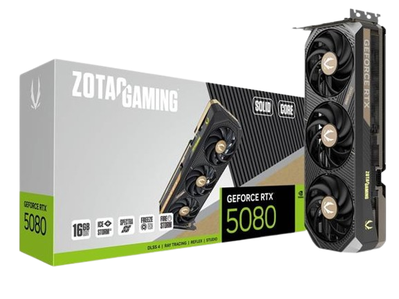 ZOTAC GAMING GeForce RTX 5080 SOLID CORE DLSS 4 16GB GDDR7 256-bit 30 Gbps PCI Express 5.0 ZT-B50800D2-10P