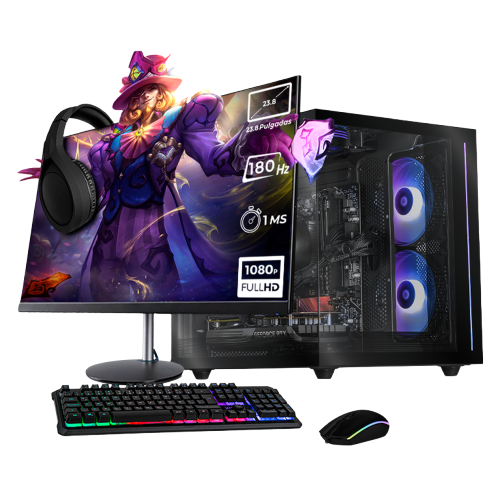 PC Gamer Completa Xtreme PC Gaming NVIDIA GeForce RTX 5060 AMD Ryzen 7 5700 32GB SSD 1TB Monitor 23.8 180Hz WIFI W10 Black gaming competitivo y streaming