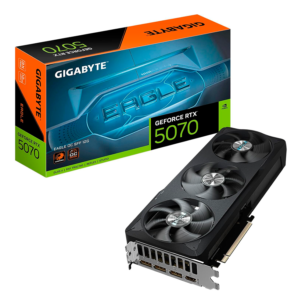 Tarjeta de Video GIGABYTE RTX 5070 Eagle OC SFF / 12GB GDDR7 / 192 bits / PCIe 5.0 / Sistema de Enfriamiento WINDFORCE / GV-N5070EAGLE OC-12GD