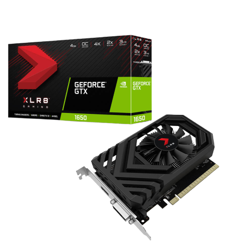 Tarjeta de video NVIDIA GeForce GTX 1650 4GB GDDR5 / PNY / VCG16504SFPPB-O / HDMI, DVI / SINGLE FAN / 3 AÑOS DE GARANTIA NACIONAL