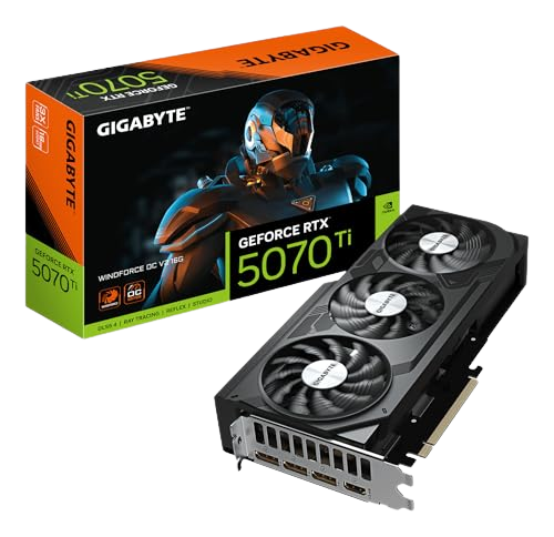 GIGABYTE GeForce RTX 5070 Ti WINDFORCE OC V2 16G Carte Graphique - 16GB GDDR6, 256bit, PCI-E 5.0, 2497 MHz Fréquence du GPU, 3 x DisplayPort, 1 x HDMI, GV-N507TWF3OCV2-16GD