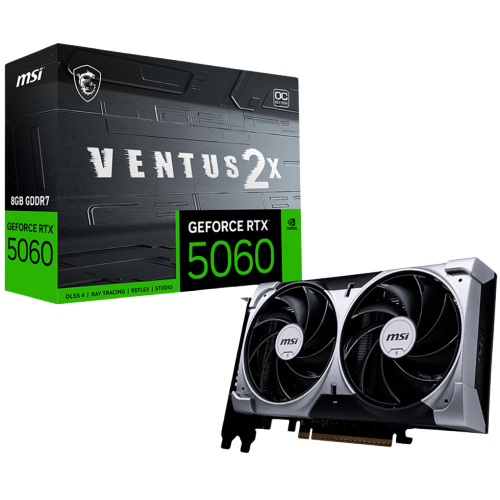 Tarjeta de Video MSI NVIDIA GeForce RTX 5060 VENTUS 2X OC 8GB GDDR7 G5060-8V2C 2 Fan DLSS 4 PCI Express 5.0
