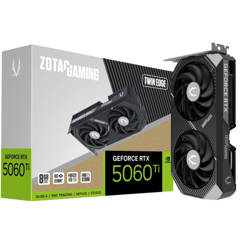 Tarjeta de Video ZOTAC GAMING GeForce RTX 5060 Ti 8GB Twin Edge GDDR7 ZT-B50610E-10M 2 Fan DLSS 4 PCI Express 5.0 IA