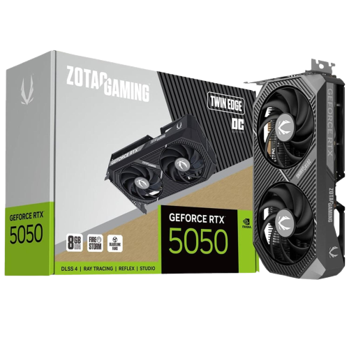 Tarjeta de Video ZOTAC GAMING GeForce RTX 5050 8GB Twin Edge GDDR6 ZT-B50500H-10M 2 Fan DLSS 4 PCI Express 5.0