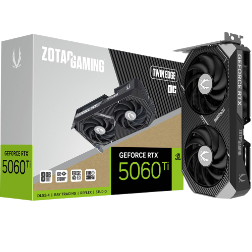 Tarjeta de Video ZOTAC GAMING GeForce RTX 5060 Ti Twin Edge OC 8GB GDDR7 ZT-B50610H-10M 2 Fan DLSS 4 PCI Express 5.0 IA