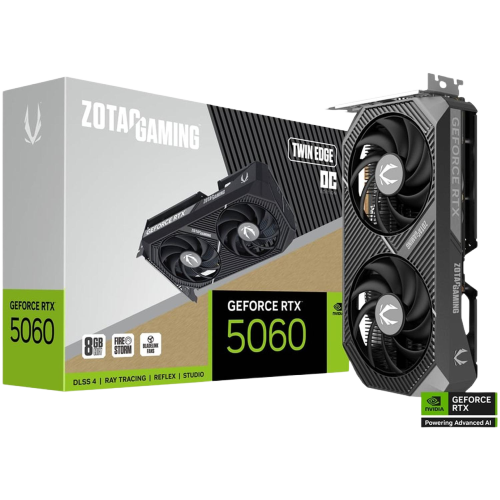 Tarjeta de Video ZOTAC GAMING GeForce RTX 5060 Twin Edge OC 8GB GDDR7 ZT-B50600H-10M 2 Fan DLSS 4 PCI Express 5.0 IA