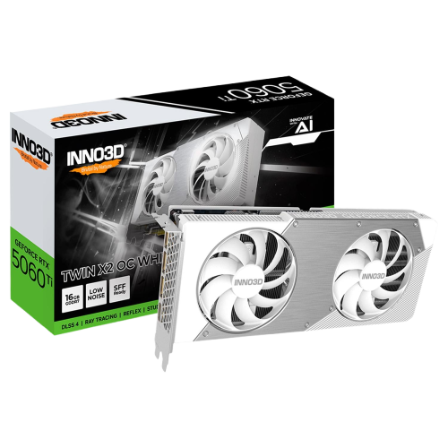 Tarjeta de Video INNO3D GeForce RTX 5060 Ti TWIN X2 OC WHITE 16GB GDDR7 N506T2-16D7X-191073W