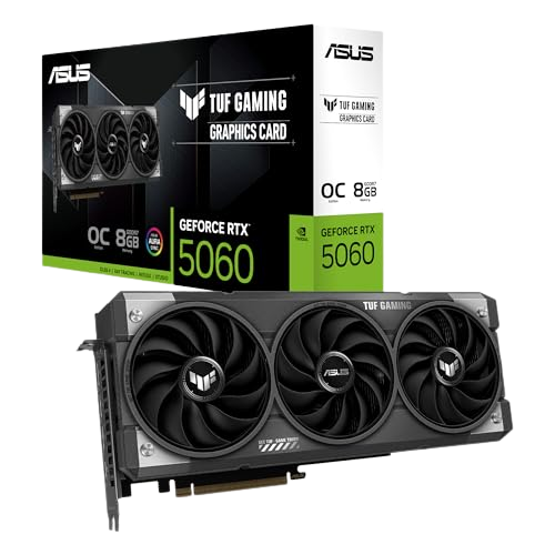 ASUS TUF Gaming GeForce RTX ™ 5060 8GB GDDR7 OC Edition Gaming Graphics Card (PCIe® 5.0, HDMI®/DP 2.1, 3.1-Slot, Military-Grade Components, Protective PCB Coating, axial-tech Fans)