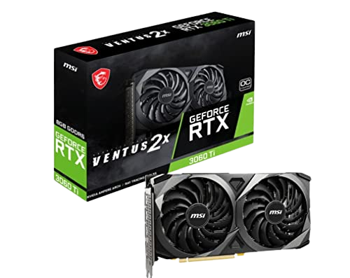 MSI RTX 3060 TI Ventus 2X 8G OC V1 LHR Carte Graphique NVIDIA GeForce RTX 3060 Ti 8 Go GDDR6 Gris